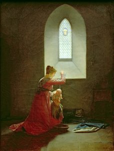 Genevieve van Brabant doopt haar zoon in de gevangenis door Jean Baptiste Mallet
