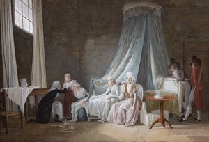 Madame Royale genezen door Brunier op 24 januari 1793. De koninklijke familie in de Tempelgevangenis