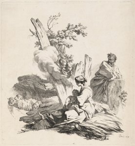 Rust tijdens de vlucht naar Egypte door Jean Baptiste Marie Pierre