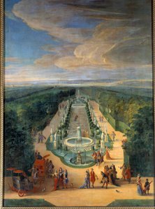 Zicht op het bos van de Galerie des Antiques in de tuinen van Versailles. Schilderij door Jean-Baptiste Martin (de Oudere) (1659-1735) Rond 1688. Versailles, Musée du Château door Jean Baptiste Martin