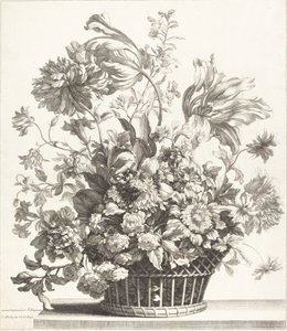 Een mand met lentebloemen