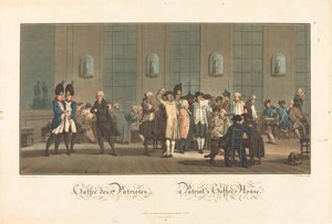 Café des Patriotes - Een patriottisch koffiehuis door Jean Baptiste Morret after Jacques François Joseph Swebach Desfontaines
