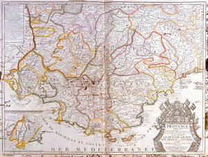 Kaart van de Provence (Frankrijk) door Jean Baptiste Nolin