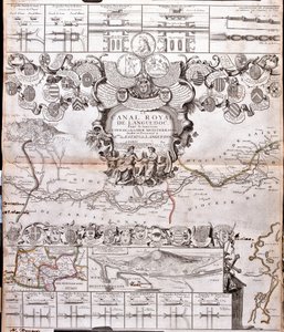 Kaart van het Canal du Midi, met zijn aquaducten door Jean Baptiste Nolin