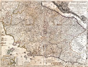 Kaart van de kerkelijke gebieden in Italië door Jean Baptiste Nolin