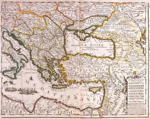 Kaart van de Oostelijke Middellandse Zee en Zwarte Zee landen, Turkije en de provincies van Klein-Azië
