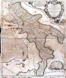 Kaart van het Koninkrijk Napels (Italië) door Jean Baptiste Nolin