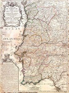 Kaart van het Koninkrijk Portugal door Jean Baptiste Nolin