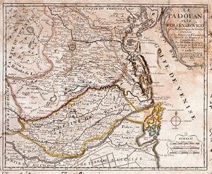 Kaart van het gebied van Padua en Polesine (Italië) (Gravure) door Jean Baptiste Nolin