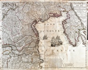 Kaart van de monding van de Po in Italië door Jean Baptiste Nolin