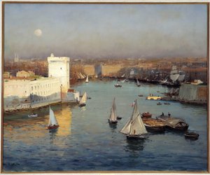 Uitzicht op de Oude Haven van Marseille vanaf de Pharo door Jean Baptiste Olive