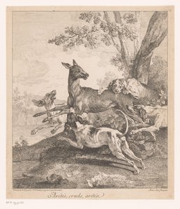 Hert overvallen door jachthonden door Jean Baptiste Oudry