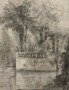 Latticewerk en reflecterende vijver in Arcueil door Jean Baptiste Oudry