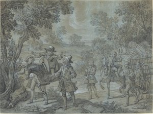 Ragotin declameert verzen; boeren denken dat hij preekt door Jean Baptiste Oudry