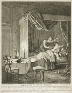 Het avontuur van de kamerpot, plaat vier uit Scènes du Roman Comique door Jean Baptiste Oudry