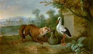 De vos en de ooievaar door Jean Baptiste Oudry