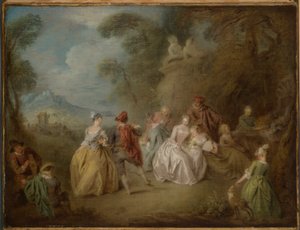 Hofscène in een park door Jean Baptiste Pater