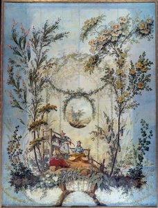 Chinoiserie: Decoratief paneel met een Chinese scène door Jean Baptiste Pillement