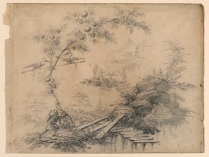 Tekening, Chinoiserie Fantasie, ca. 1780 door Jean Baptiste Pillement