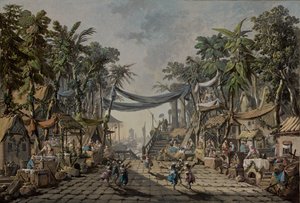 Marktscène in een denkbeeldige oosterse haven