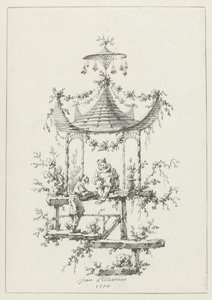 Ornamentale compositie in chinoiserie-stijl door Jean Baptiste Pillement