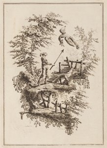 Plaat 3, "Suite de douze Pêcheurs et Chasseurs" door Jean Baptiste Pillement