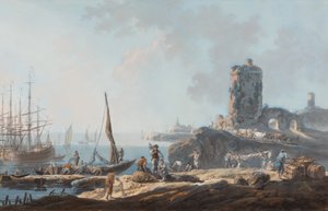 Havenscène bij kalm weer