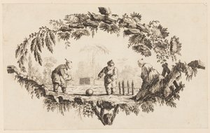 Drie Figuren die met een Bal Spelen, uit "Recueil de Plusieurs Jeux d