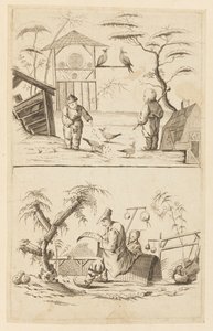 Twee Chinese Scènes door Jean Baptiste Pillement