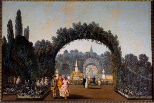 Uitzicht op de tuinen van Benfica in Lissabon in 1785