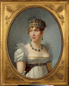 Portret van Koningin Hortense de Beauharnais (1783-1837) Koningin van Holland, echtgenote van Lodewijk Bonaparte. Zij is de dochter van keizerin Josephine de Beauharnais en de moeder van de toekomstige Napoleon III. Schilderij door Jean Baptiste Regnault ( door Jean Baptiste Regnault