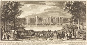 Uitzicht op het Neptunusbassin in de tuin van Versailles door Jean Baptiste Rigaud