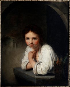 Portret van een meisje in het raam
