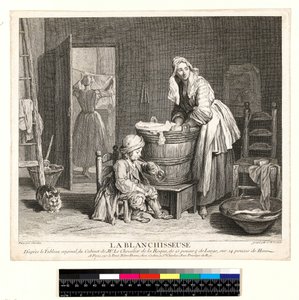 La Blanchisseuse, gegraveerd door Charles Nicolas Cochin I