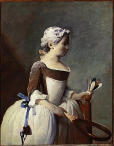Meisje met racket en shuttle door Jean Baptiste Simeon Chardin