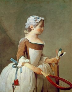Meisje met racket en shuttle, ca.1740