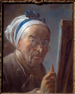 Zelfportret aan de ezel Pastelschilderij door Jean-Baptiste-Siméon Chardin (1699-1779) 1779 door Jean Baptiste Simeon Chardin