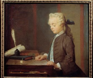 Het Toton Kind. Een kind speelt toton, een soort tol met vier gezichten. Schilderij door Jean Baptiste Simeon Chardin, 1738 door Jean Baptiste Simeon Chardin