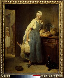 De kleermaker. Schilderij door Jean Baptiste Simeon Chardin door Jean Baptiste Simeon Chardin