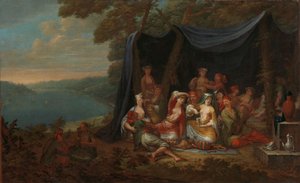 Fête champêtre met Turkse hovelingen onder een tent, c.1720-37