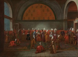 De maaltijd ter ere van ambassadeur Cornelis Calkoen door de grootvizier in naam van sultan Ahmed III, 14 september 1727