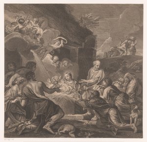 Aanbidding door de herders door Jean Baptiste de Poilly