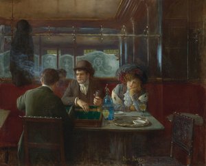 Backgammon in het Café door Jean Beraud