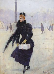 Parijse vrouw op de Place de la Concorde, ca. 1890