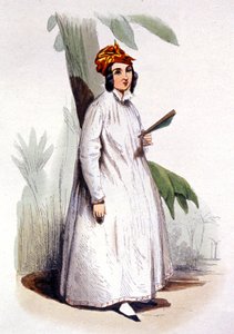 De creoolse vrouw, Franse Antillen, ca. 1850 (gravure)