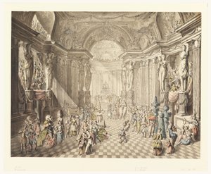 Tekening, Gezicht op Maskeradebal, 1770-80 door Jean Charles Delafosse