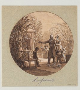 Ontwerp voor een Geschilderd Porseleinen Bord, Le Jasmin (Jasmijn) uit de Service de la Culture des Fleurs door Jean Charles Develly