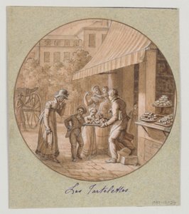 Ontwerp voor een Geschilderd Porseleinen Bord, Les Tartelettes (Kleine Taartjes) voor de Service des Objets de Desserts (Dessertservice) door Jean Charles Develly