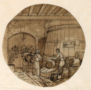 Ontwerp voor een Porseleinen Bord, Brouwerij Interieur voor de Sevres Industriële Kunst Service door Jean Charles Develly