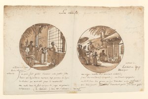 Ontwerpen voor Geschilderde Porseleinen Borden, Les Ananas (Ananassen) van de Service des Objets de Dessert (Dessertservice) door Jean Charles Develly